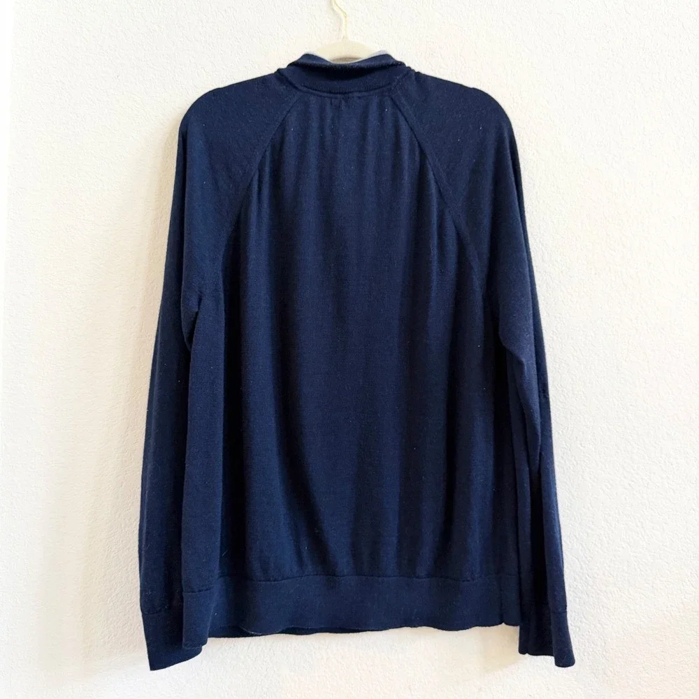 GAP Mens XL Navy Blue‎ 100% Merino Wool Quarter Zip Pullover Sweater Mock Neck